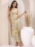 White Pure Cotton Floral Printed Straight Kurta Set