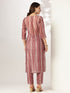 Mauve Silk Blend Tie & Dye Yoke Embroidered Straight Kurta Pant Set