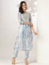 Blue Silk Blend Tie & Dye Yoke Embroidered Straight Kurta Pant Set