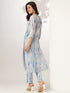 Blue Silk Blend Tie & Dye Yoke Embroidered Straight Kurta Pant Set