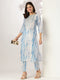 Blue Silk Blend Tie & Dye Yoke Embroidered Straight Kurta Pant Set