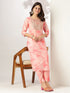 Peach Silk Blend Tie & Dye Yoke Embroidered Straight Kurta Pant Set