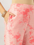 Peach Silk Blend Tie & Dye Yoke Embroidered Straight Kurta Pant Set