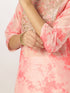 Peach Silk Blend Tie & Dye Yoke Embroidered Straight Kurta Pant Set