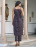 Navy Blue Pure Cotton Ethnic Motifs Printed A-line Kurta Pant Set