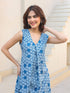 Indigo Pure Cotton Floral Printed A-line Kurta Set