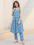 Indigo Pure Cotton Floral Printed A-line Kurta Set