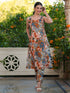 Multicolor Pure Cotton Floral Printed Straight Kurta Pant Set