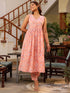 Coral Pure Cotton Floral Printed A-line Kurta Pant Set
