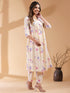 Cream Pure Cotton Floral Printed A-line Kurta Set