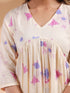 Cream Pure Cotton Floral Printed A-line Kurta Set