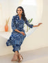 Indigo Pure Cotton Ethnic Motifs Printed Straight Kurta Pant Set