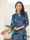 Indigo Pure Cotton Ethnic Motifs Printed Straight Kurta Pant Set