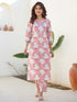 Pink Pure Cotton Floral Printed Straight Kurta Pant Set