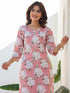 Pink Pure Cotton Floral Printed Straight Kurta Pant Set