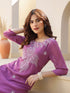 Lavender Georgette Embroidered Straight Kurta