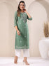 Sage Green Georgette Embroidered Straight Kurta