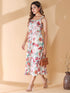 Off White Pure Cotton Floral Printed A-line Dress
