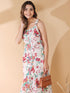 Off White Pure Cotton Floral Printed A-line Dress