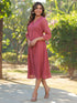 Mauve Dobby Chiffon Self Design A-Line Dress