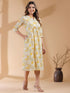 Mustard Pure Cotton Ethnic Motifs Printed A-line Dress