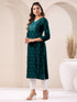 Dark Green Rayon Embroidered Straight Kurta