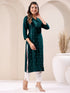 Dark Green Rayon Embroidered Straight Kurta