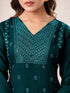 Dark Green Rayon Embroidered Straight Kurta