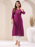 Purple Rayon Embroidered Straight Kurta