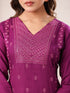 Purple Rayon Embroidered Straight Kurta