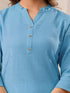 Light Blue Cotton Solid Straight Kurta