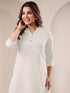 Off White Cotton Solid Straight Kurta