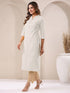 Off White Cotton Solid Straight Kurta