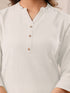 Off White Cotton Solid Straight Kurta