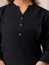 Black Cotton Solid Straight Kurta