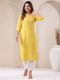 Yellow Cotton Solid Straight Kurta