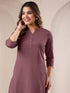 Mauve Cotton Solid Straight Kurta