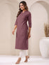 Mauve Cotton Solid Straight Kurta