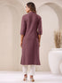 Mauve Cotton Solid Straight Kurta