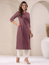 Mauve Cotton Solid Straight Kurta