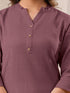 Mauve Cotton Solid Straight Kurta
