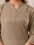 Beige Cotton Solid Straight Kurta