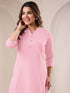 Pink Cotton Solid Straight Kurta
