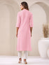 Pink Cotton Solid Straight Kurta