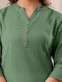 Green Cotton Solid Straight Kurta