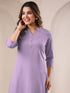 Lavender Cotton Solid Straight Kurta