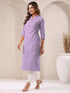 Lavender Cotton Solid Straight Kurta