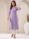 Lavender Cotton Solid Straight Kurta