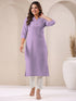 Lavender Cotton Solid Straight Kurta