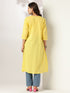 Yellow Pure Cotton Yoke Embroidered A-line Kurta
